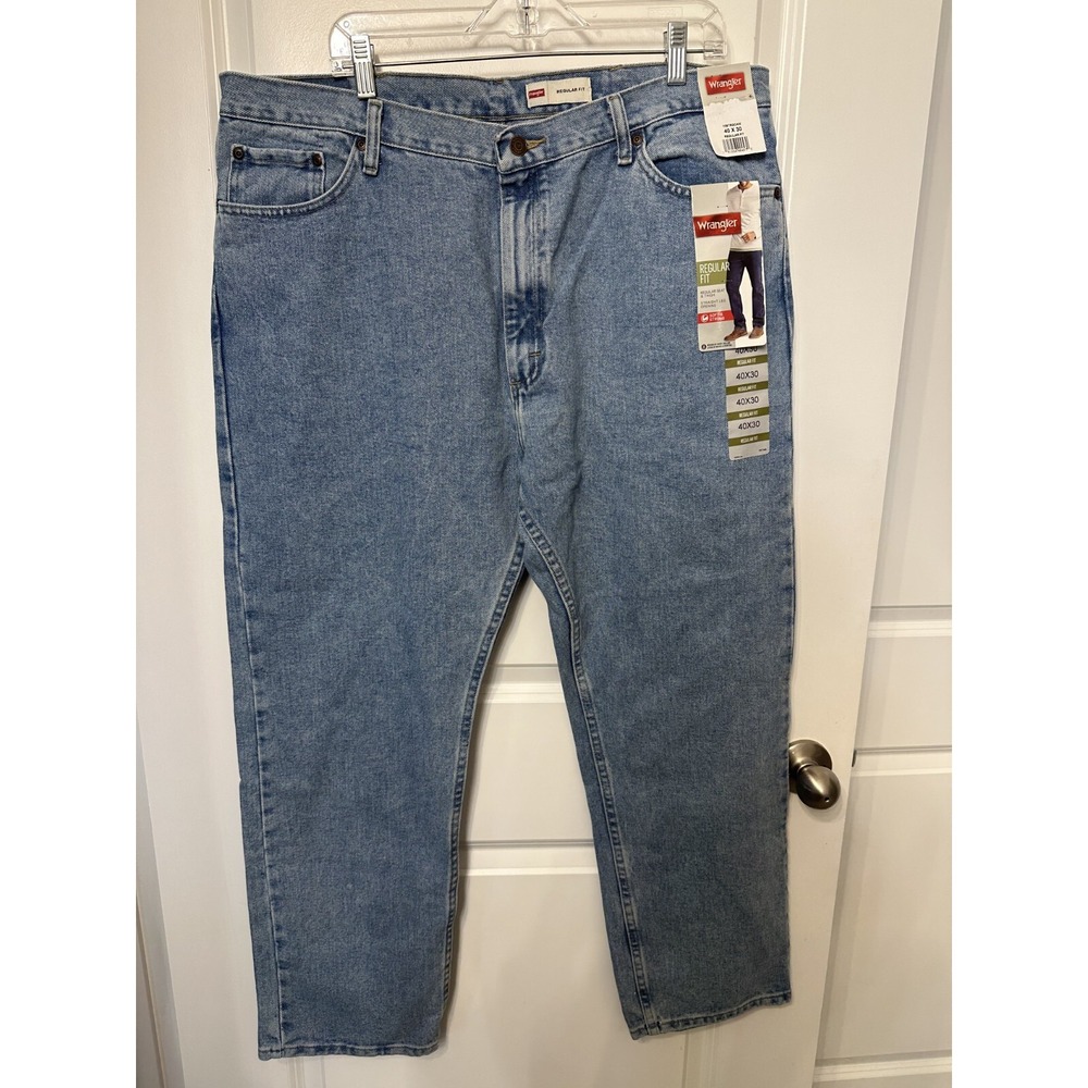 Wrangler Regular Fit Jeans Size 40 x 30‎ Denim High Rise Straight Leg NEW